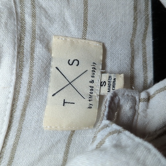 Thread & Supply Striped Sheer Button-up Blouse Linen-Rayon Blend Women's Size S - Picture 2 of 4